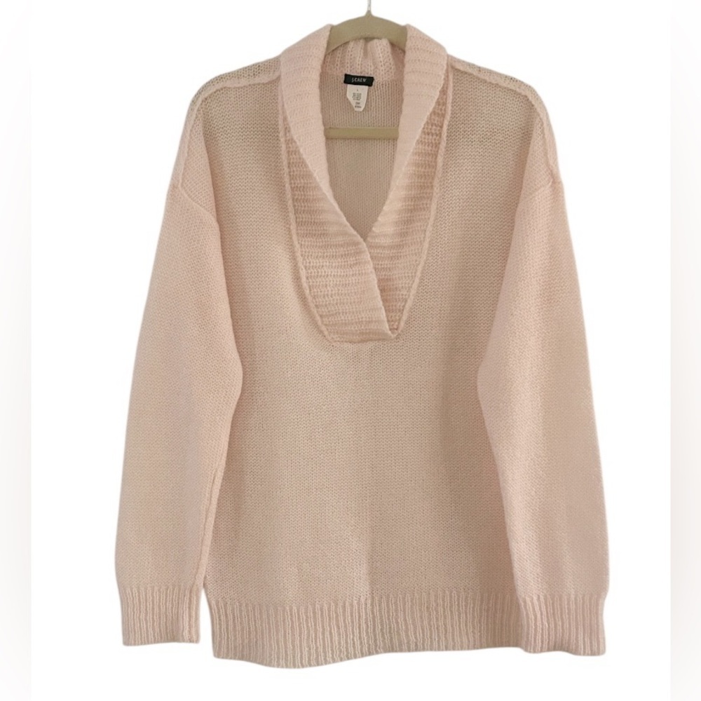 J. Crew Light Pink Mohair Blend V neck Sweater Size Large